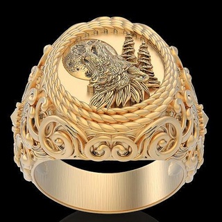 wolf moon ring gold silver printable jewelry 3d model sterling zbrush deasign wedding trend fashion fantasy husky werewolf beauty rings 3d print model - Mito3D