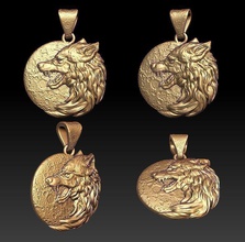 wolf pendant wild animal predator jewelry silver art werewolf husky nature howl moon sky necklace gold cnc print beast deco ring pendants 3d print model - Mito3D