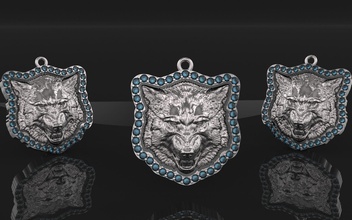 loup pendentif or d'argent de la mode bijoux l'anneau gem créature imprimable brillant bague en diamant livre sterling beauté fiançailles le saphir husky hurlement joyau wolf pendentifs 3d print model - Mito3D