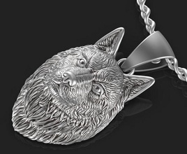 wolf pendant gold jewelry silver diamond jewellery fashion beauty sterling brilliant gem zoo animal brillant ring necklace white printable pendants 3d print model - Mito3D
