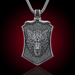 Kurt kolye mücevher taş gümüş doğa baş obj stl gergedan erkekler giyim poli cad erkek Wolfhead takı 3d print model - Mito3D