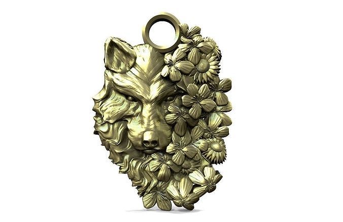 Loup pendentif bijoux bijou art animal tête pendentifs 3D print model - Mito3D