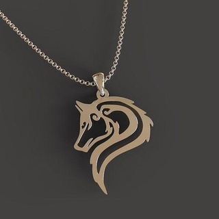 wolf pendant gold jewelry jewellery jewel silver printable necklace viking pendants 3d print model - Mito3D