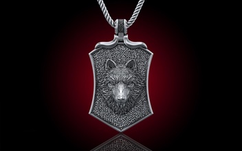 wolf pendant jewellery stone silver jewel nature obj rhino men apparel poly cad wolfhead jewelry pendants werewolf printable 3d print model - Mito3D
