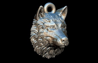 lupo pendente gioielleria 3d squillare oro argento gotico sculp testa esclusivo animale anelli cane lupi arte lobo natura ciondoli 3d print model - Mito3D