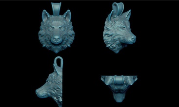 loup pendentif 3d bague or argent bijoux gothique sculp tête exclusif animal anneaux chien loups art lobo nature pendentifs 3d print model - Mito3D