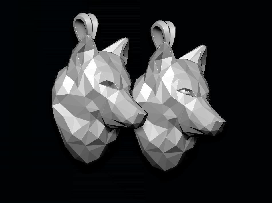loup pendentif poly bijoux or calcul argent bijou nature tête lowpoly masculin collier loup colliers 3D print model - Mito3D