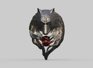 wolf anhänger oval juwel halskette mode schönheit gold diamant silber schmuck druckbar 3d print model - Mito3D