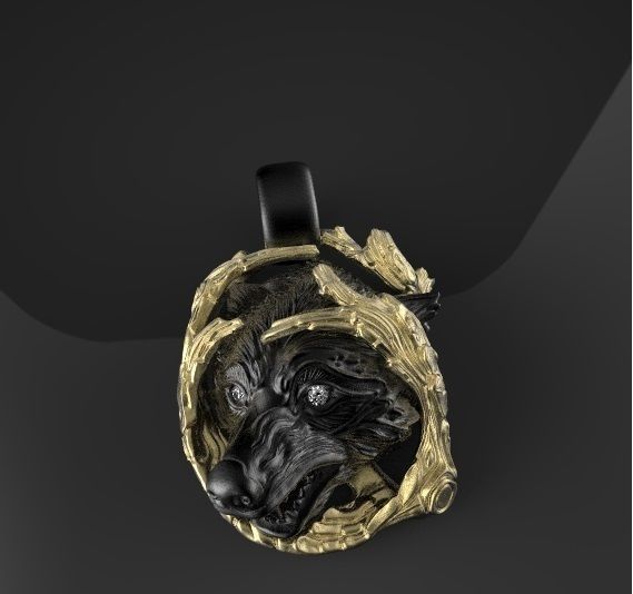 wolf pendanta jewelry pendant jewelery jewel gemstones gems silver dalmatian rottweiler bassethound ring gold necklace pendants 3D print model - Mito3D