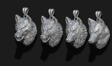 wolf pendants pack jewellery pendant stone silver jewel nature head men angry necklace wolfhead angrywolf lowpoly jewelry gold male necklaces 3d print model - Mito3D