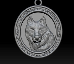 wolf perdants art pendant bas relief print design decoration jewelry sculpture animal gold platinum pendants download 3d print model - Mito3D