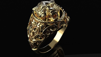 lupo squillare oro animale argento bianca gioielleria moda ringfrmens anelli 3d print model - Mito3D