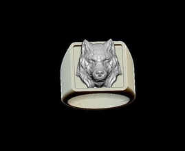 Kurt yüzük vahşi hayvan yırtıcı takı gümüş Sanat kurt adam husky doğa ulumak ay gökyüzü kolye altın Yazdır yazdırılabilir platin düğün yüzükler 3d print model - Mito3D