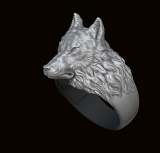 loup de l'anneau bijoux pendentif or pierre d'argent joyau wolf la nature tête obj rhino hommes l'habillement cad sexe masculin collier wolfhead pendentifs 3d print model - Mito3D