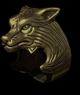 lobo anillo plata latón bronce animal animales joya joyería escultura Arte hombre estatua cabeza anillos 3d print model - Mito3D