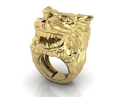 Kurt yüzük kurt sürüsü takı yüzükler altın yazdırılabilir elmas gümüş mücevher nişan hayvan Punasaraj adam moda vahşi 3d print model - Mito3D