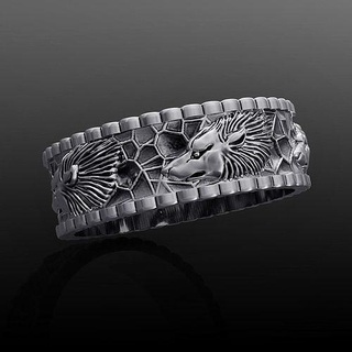wolf ring jewelry wedding gold printable silver woolfring weddingring rings prototyping biker design print jewel precious fashion retro wolfs wolfring 3d print model - Mito3D
