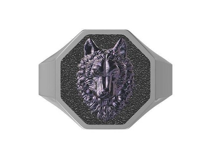 wolf ring animal mammal wild fox silver gem nature printable beast dog werewolf arctic creature howl cad design jewelry rings 3d print model - Mito3D