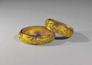 wolf ring jewelry sculpture gold sculpt fantasy art deco luxury rings 3d print model - Mito3D