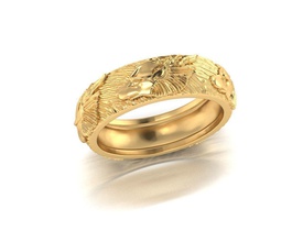 lobo anillo g18-123 la joyería impresión stlfile de oro zbrush art animal plata hombre los anillos 3d print model - Mito3D