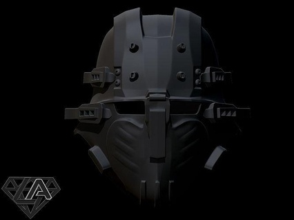 wolfenstein black butcher custom helmet mask airsoft cosplay warrior knight invader armor armour knife steel design iron games toys game accessories 3d print model - Mito3D