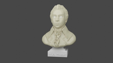 wolfgang amadeo mozart compositor busto músico genio retrato arte esculturas 3d print model - Mito3D