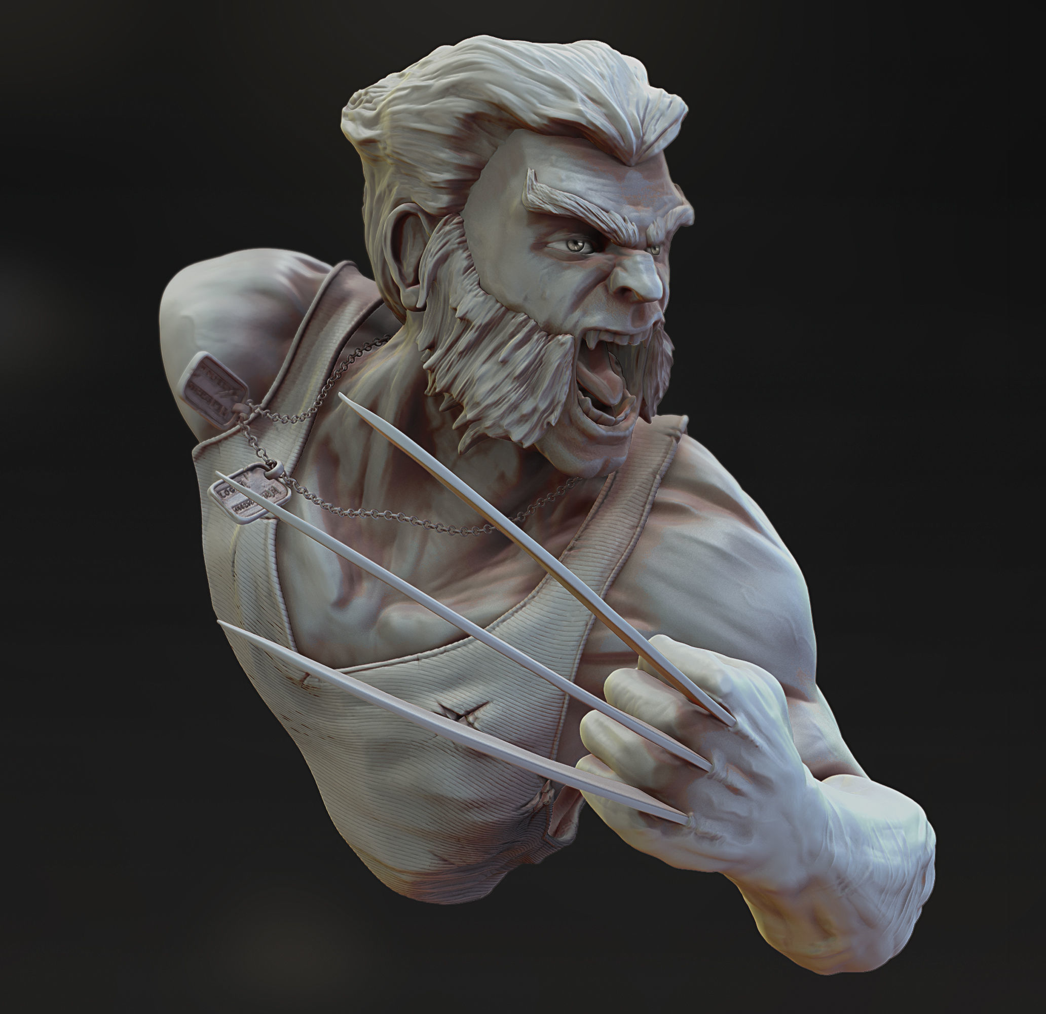 wolverine bust marvel logan comics xmen art sculptures 3D print model - Mito3D
