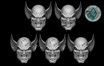 lobezno conjunto glotón cabeza facial expresiones logan x men maravilla hombre juegos juguetes 3d print model - Mito3D