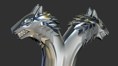 loups symétrique article acier métallique Loup manipuler loup garou bête symétrie art créature loisir DIY chien dents mal figure levier poignée sorceleur 3d print model - Mito3D