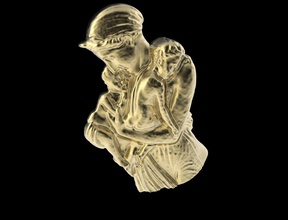 Frau, 2 Kinder Kunst Frau Kind weiblich scan gescannt wird Zeichen - Medaille durchsucht Replikate 3d print model - Mito3D