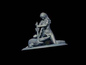 Frau alligator Kunst statue Skulptur alten Abbildung Skulpturen 3d print model - Mito3D