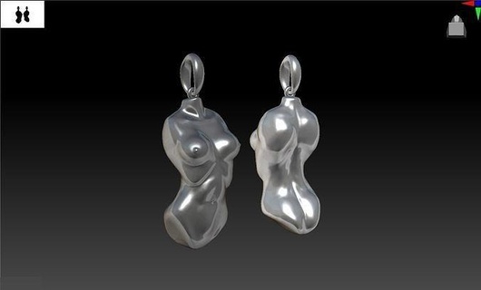 femme corps pendentif figure bijoux or argent impression art sculptures 3d print model - Mito3D
