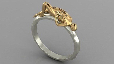 mujer cuerpo anillo brillante matrimonio plata moda belleza diamante joyería joya montar 3d rinoceronte animal anillos zee oro z cepillo dormir imprimible regalo 3d print model - Mito3D