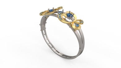 femme bracelet 12 or bijou bijoux argent imprimable diamant mode mariage solitaire saphir rubis l'amour valentin bague sterling bracelets 3d print model - Mito3D
