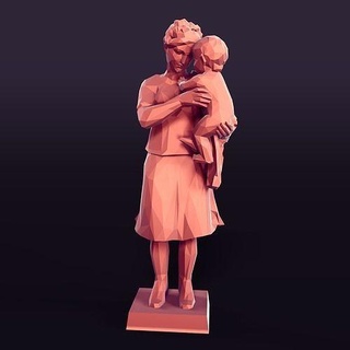 Kadın çocuk heykel Sanat stil heykelcik tasarım Yazdır şekil vermek düşük poli çokgen modern karikatür Öz Aşk hediye ambar heykeller 3d print model - Mito3D