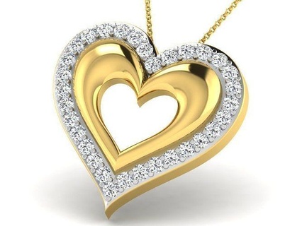 woman diamond heart pendant gem wedding engagement jewel jewellery printable silver gold jewelry love white brilliant platinum luxury precious necklace pendants 3d print model - Mito3D