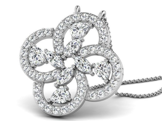 donna diamante pendente gioielleria moda Accessori oro donne design ciondoli argento stampabile squillare sterlina collana Fidanzamento nozze gioiello 3D print model - Mito3D