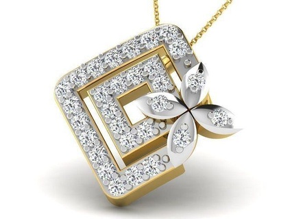 mujer diamante colgante pendiente joyería imprimible joya oro plata Boda compromiso libra esterlina blanco brillante platino lujo precioso collar colgantes 3d print model - Mito3D