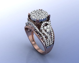 femme diamant bague rose or blanc gemmes imprimable mode exclusif bijoux anneaux 3d print model - Mito3D