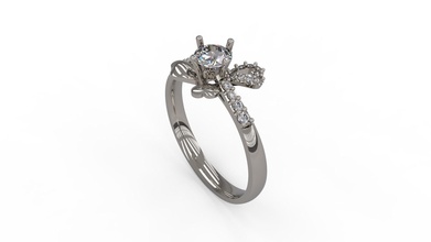 femme fleur solitaire bague 171 or bijou bijoux argent imprimable diamant mode mariage saphir rubis l'amour valentin anneaux 3d print model - Mito3D