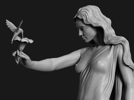 Frau Blume Charakter weiblich Mädchen Körper Skulptur Kunst Statue druckbar Skulpturen 3d print model - Mito3D