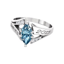 woman graduation ring 9 sizes graduarion jewel jewelry stone diamon cad 3dmodel print rings womans 3d print model - Mito3D