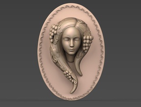 mujer uva bas alivio arquitectónico arte barroco decorativo deco escultura rococó niña cabeza estatua esculpir esculturas hembra 3d print model - Mito3D