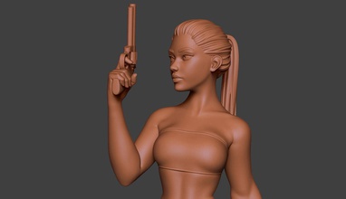 femme pistolet 2 art dessin animé personnage femelle figurines fille cheveux humain miniature nu afficher sculpture sexy statue stylisé arme sculptures 3d print model - Mito3D