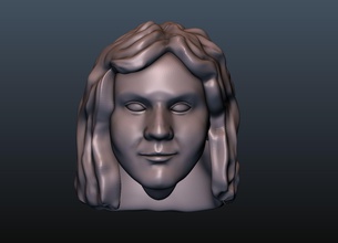 femme de tête 12 art visage la femelle l'anatomie caractère corps personnes sculptures vieux matures cheveux file d'attente queue 3d print model - Mito3D