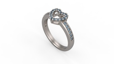 femme cœur solitaire bague 279 or bijou bijoux argent imprimable diamant mode mariage saphir rubis l'amour valentin anneaux 3d print model - Mito3D
