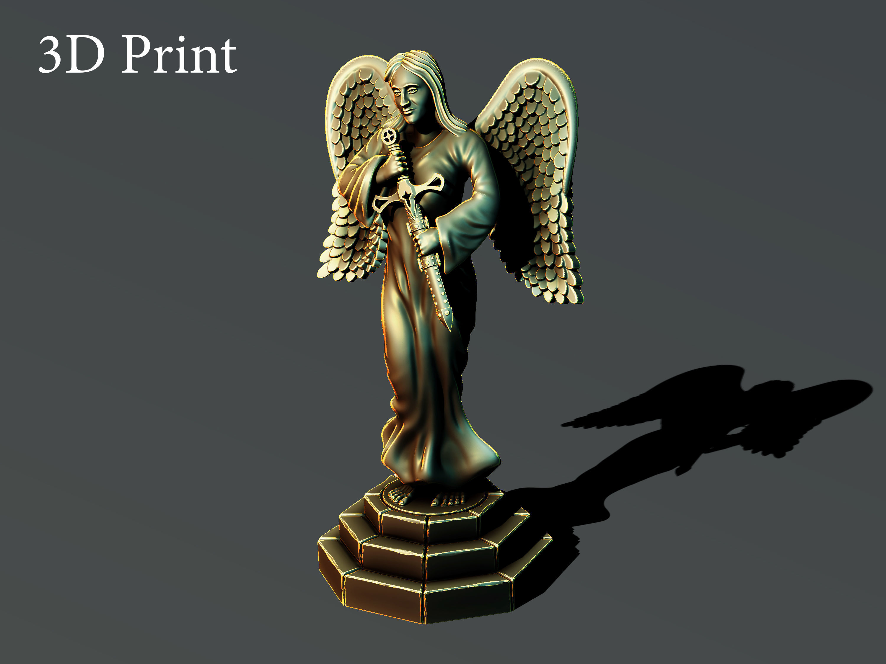 donna custode 3dprint di stampa highpoly zbrush fdm ender3 creality gesù chiesa il cristianesimo croce san angelo arcangelo keeper statua statuetta la scultura stampabile art sculture 3D print model - Mito3D