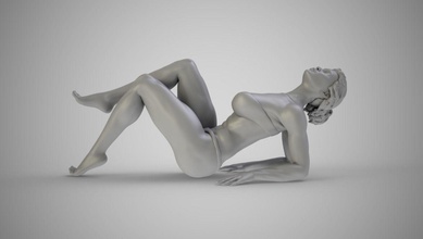 frau lehnen on ellbogen 3d mädchen charakter spiele karikatur schönheit füße kosmetisch modell person badeanzug anime ballett sandale kunst zahl ballerina skulpturen 3d print model - Mito3D