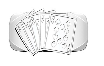 mujer hombres jugando tarjeta anillo póker casino juego plata inoxidable imprimible moda calidad clásico rock ganador ganar rey joya símbolo joyería anillos 3d print model - Mito3D