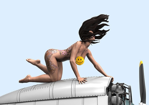 woman on engine stl machine erotic plane art sculptures 3d print model - Mito3D